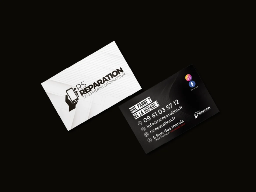 Cartes de visite professionnelles personnalisées pour RS Réparation
