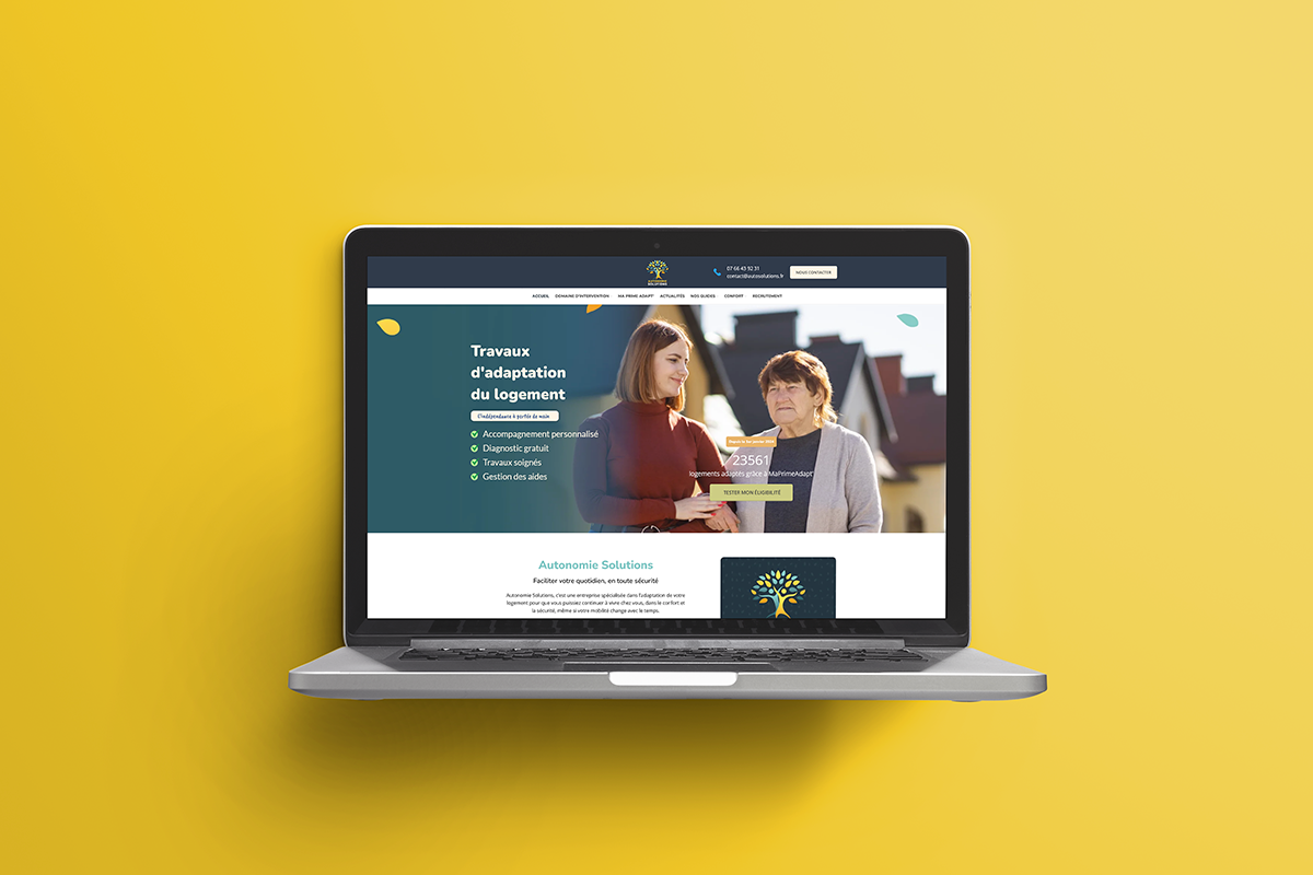 Aperçu du site internet Autonomie Solutions, spécialisé dans l'adaptation du logement