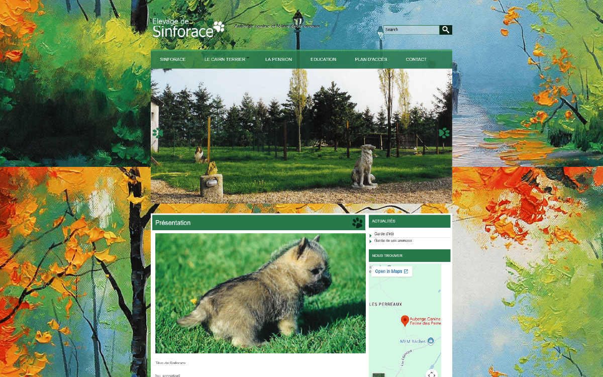 Ancienne page consacrée à l'éducation canine sur le site SINFORACE