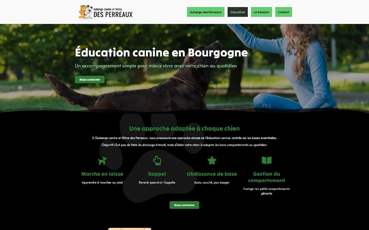 Nouvelle page de présentation de l'Auberge Canine des Perreaux
